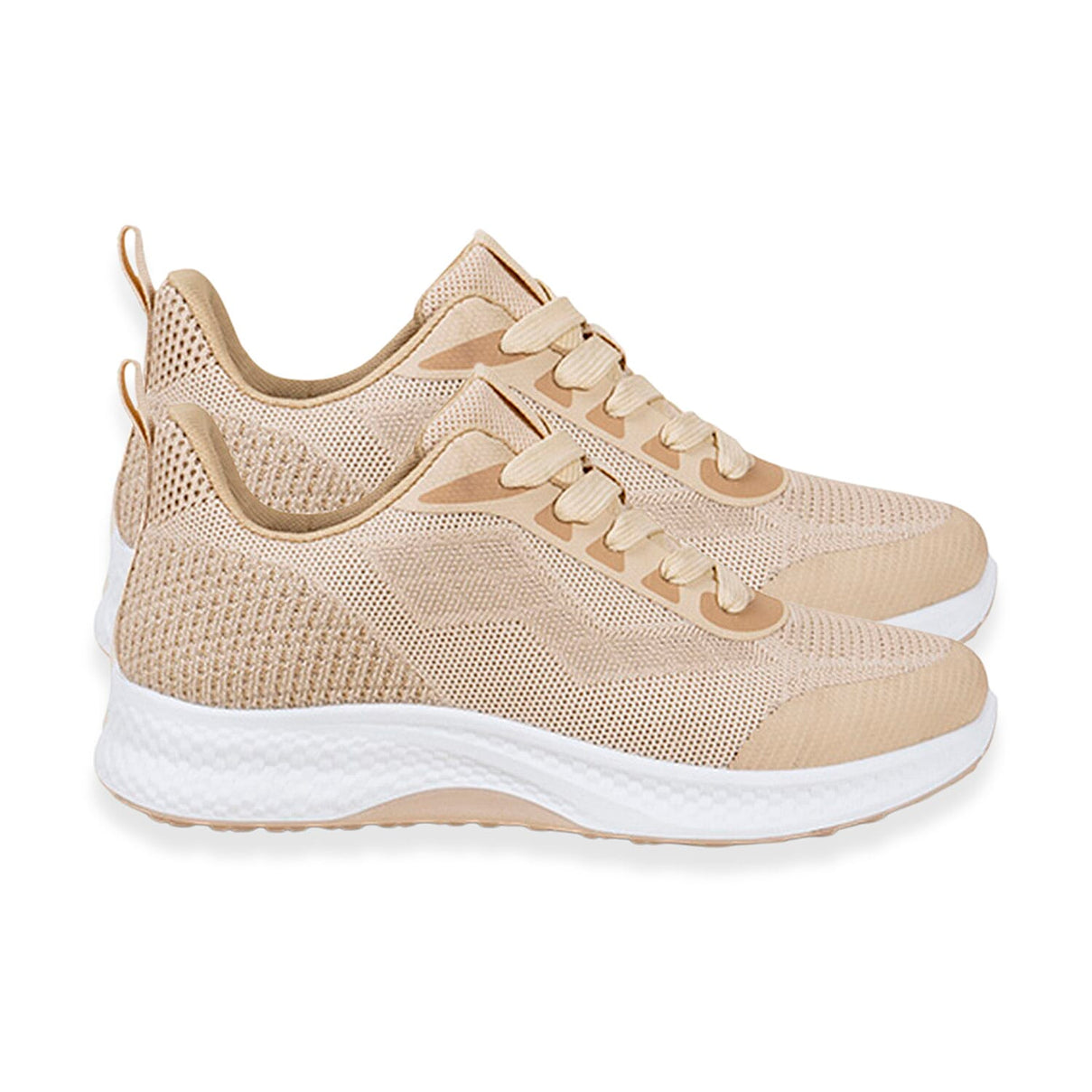 Ladies Maureen Breathable Mesh Lace Up Shoes (Size 4) - Stone 8447908 1