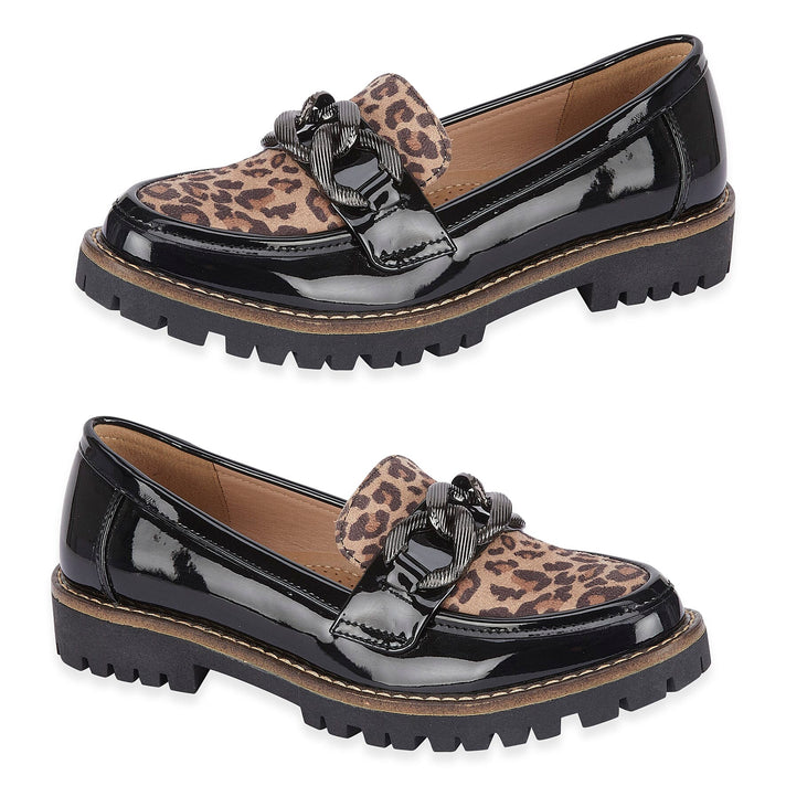 Faux Leather Bombay Leopard Loafers (Size 5) - Burgundy 8419109 1