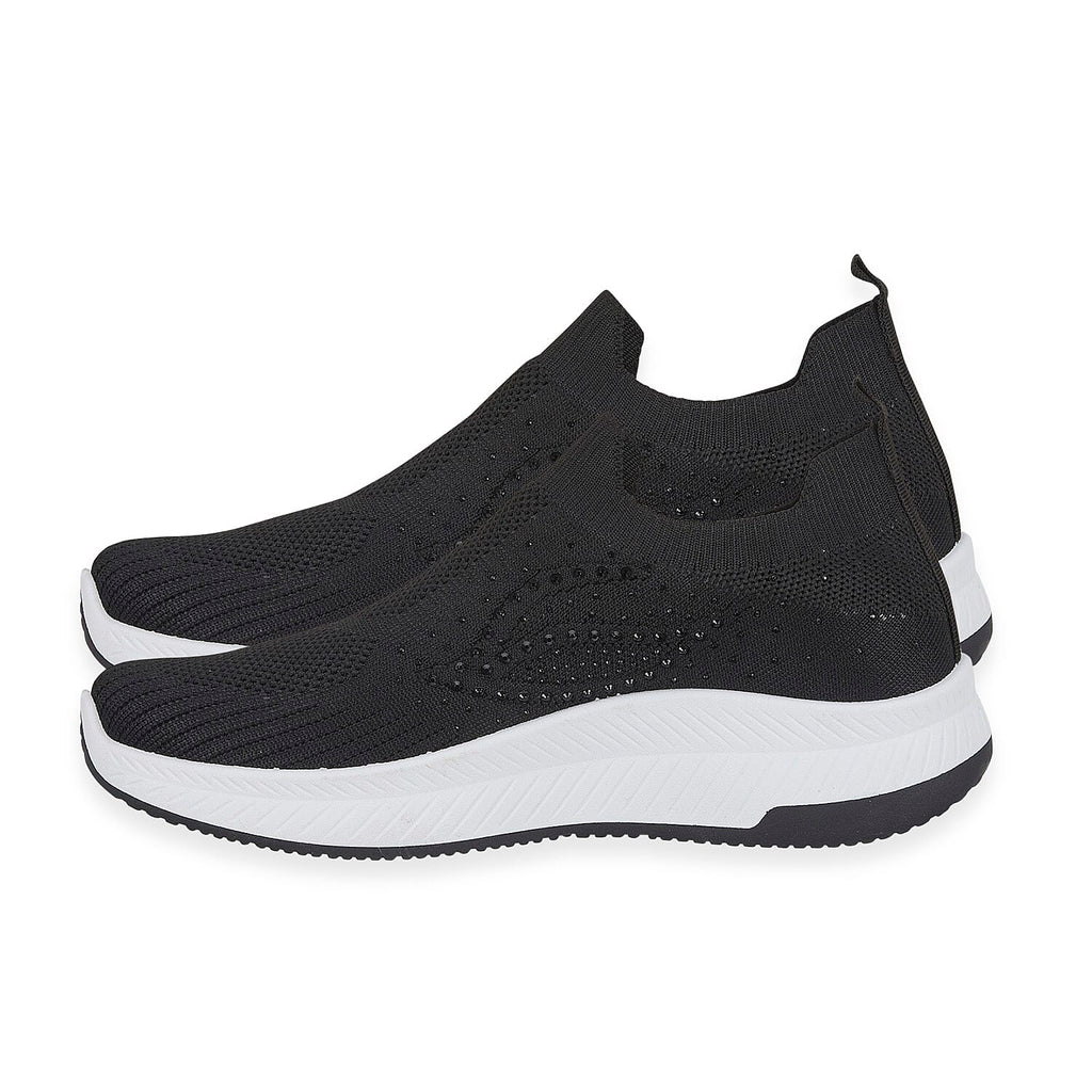 Negroni Ladies Lightweight Slip On Leisure Shoe With Decorative Diamantes (Size 4) - Black
