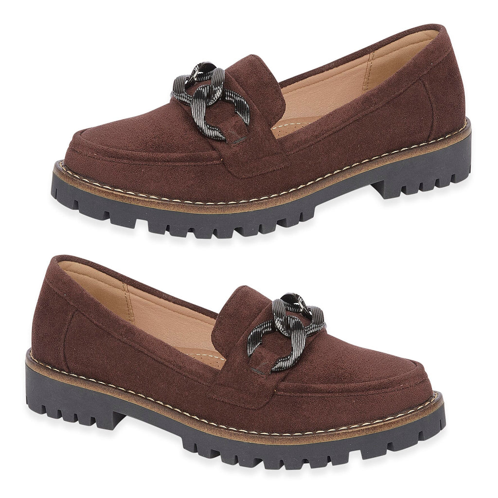 Faux Suede Adeline Loafers (Size 4) - Chocolate Brown