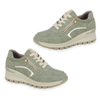 Ladies Dawlish Sports Luxe Sneakers With Lace-Up & Side Zip Closure (Size 4) - Moss