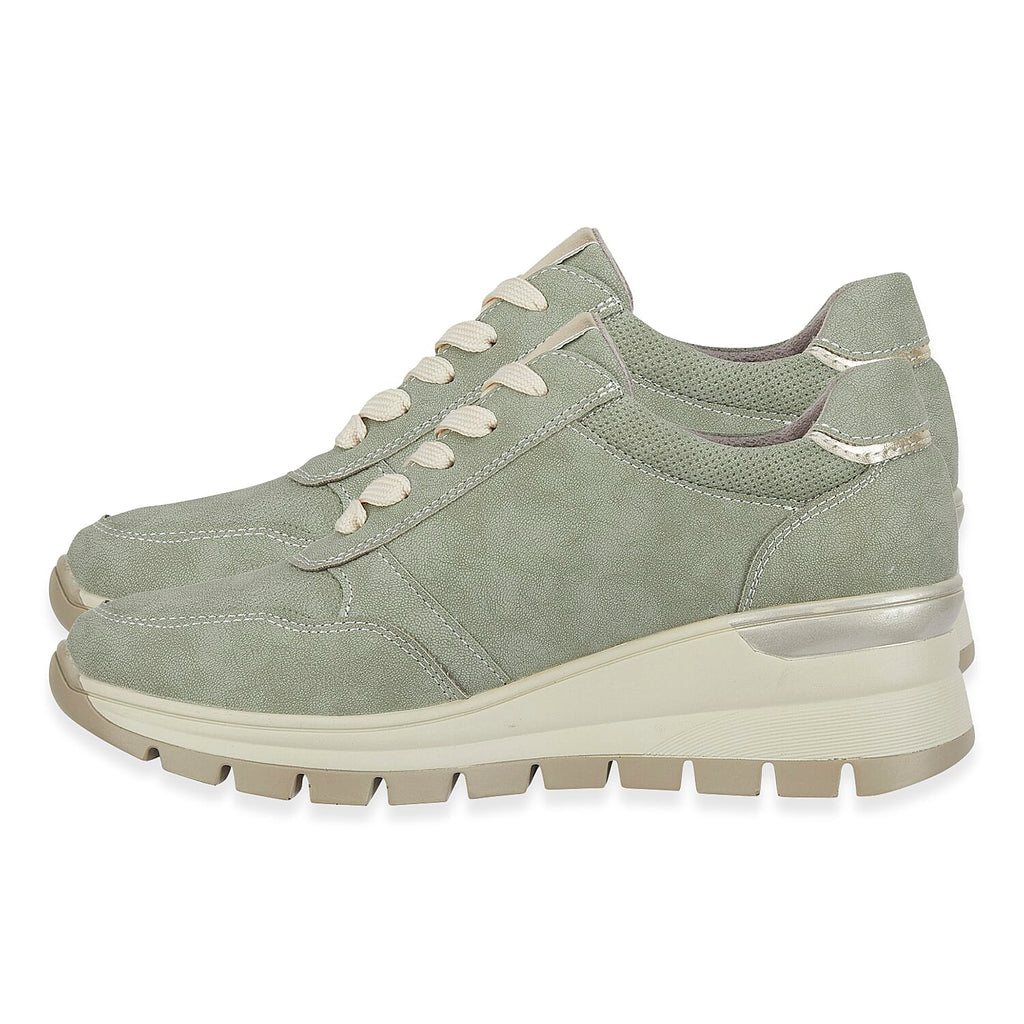 Ladies Dawlish Sports Luxe Sneakers With Lace-Up & Side Zip Closure (Size 4) - Moss