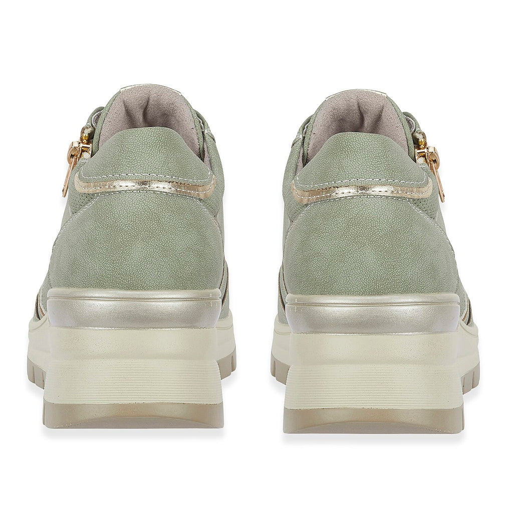 Ladies Dawlish Sports Luxe Sneakers With Lace-Up & Side Zip Closure (Size 4) - Moss