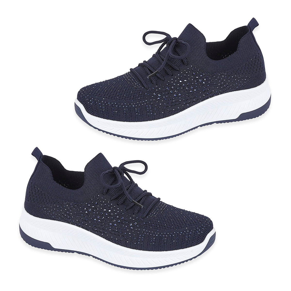 Calypso Light Weight Lace Up Trainer With Diamante Detailing (Size 4 ) - Navy V32513108 0