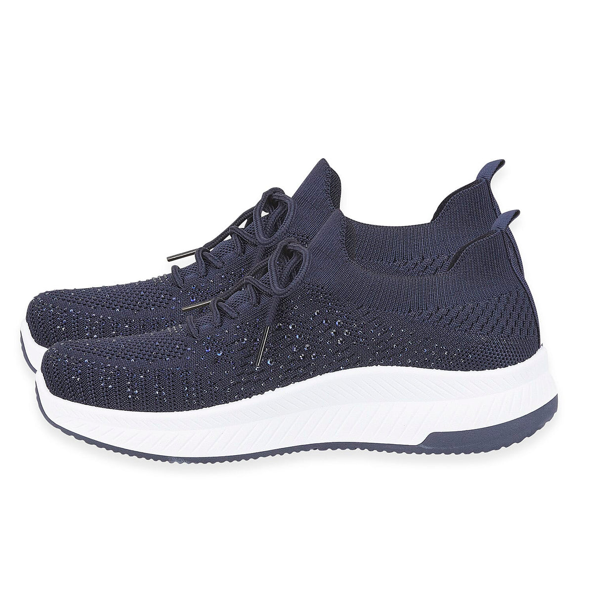 Calypso Light Weight Lace Up Trainer With Diamante Detailing (Size 4 ) - Navy V32513108 1