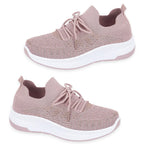 Calypso Light Weight Lace Up Trainer With Diamante Detailing (Size 4) - Pink
