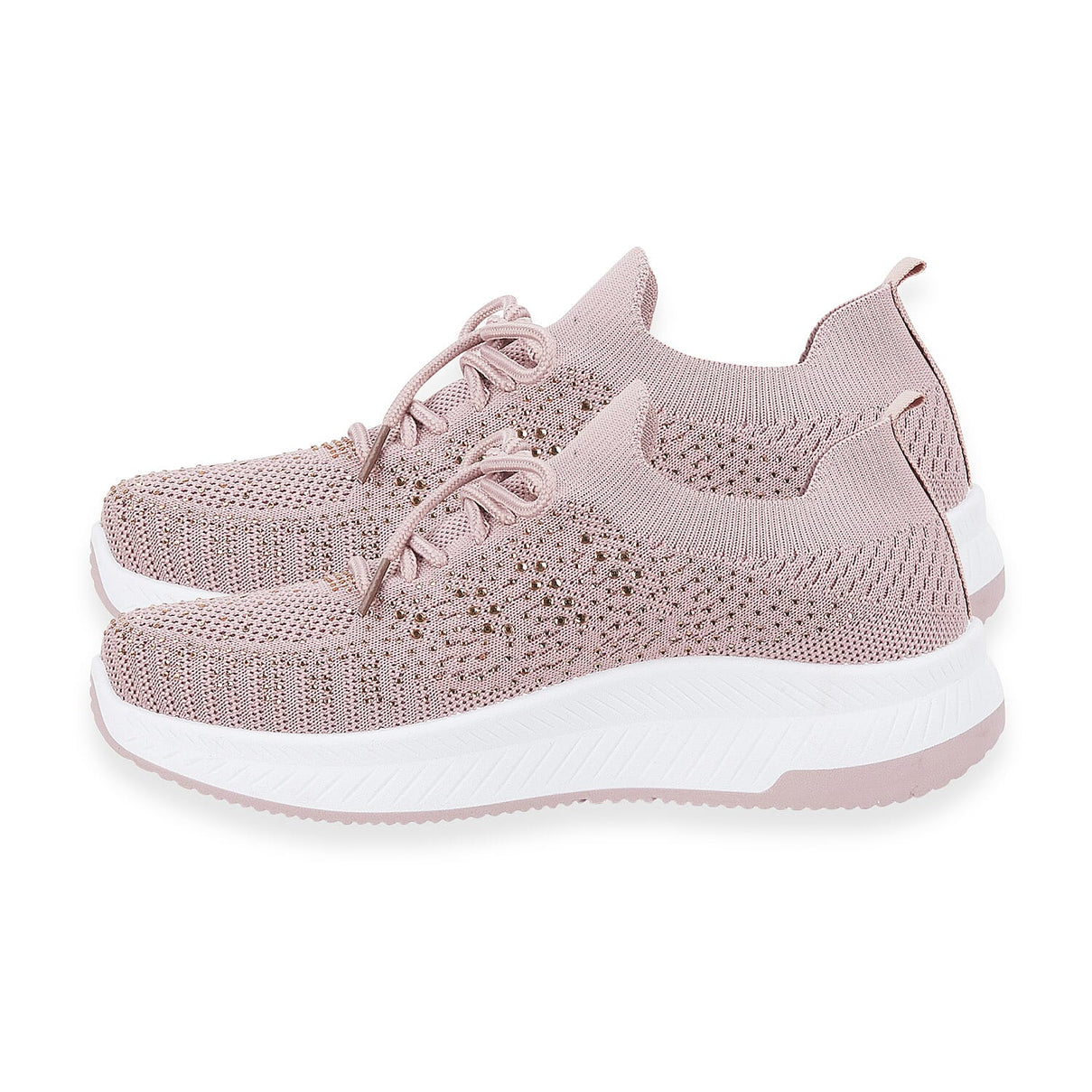 Calypso Light Weight Lace Up Trainer With Diamante Detailing (Size 4) - Pink 8419513 1
