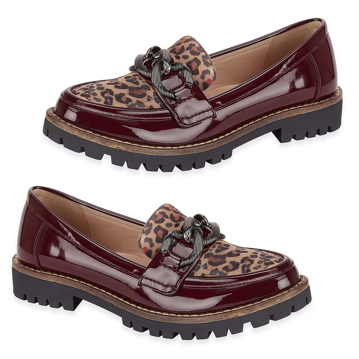 Faux Leather Bombay Leopard Loafers (Size 5) - Burgundy 8419109 1