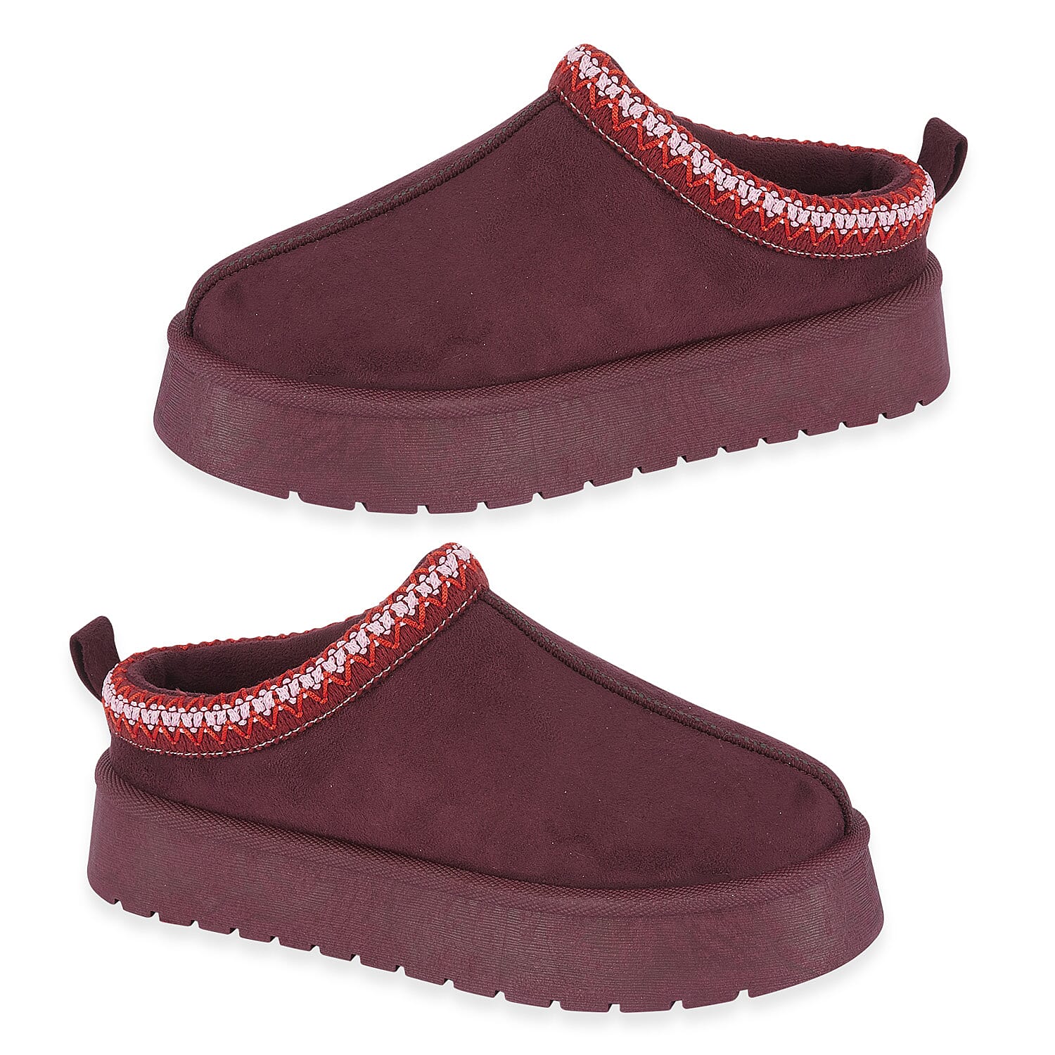 Pandora Platform Embroidered Trim Mule Slippers (Size 5) - Plum 8419324 0