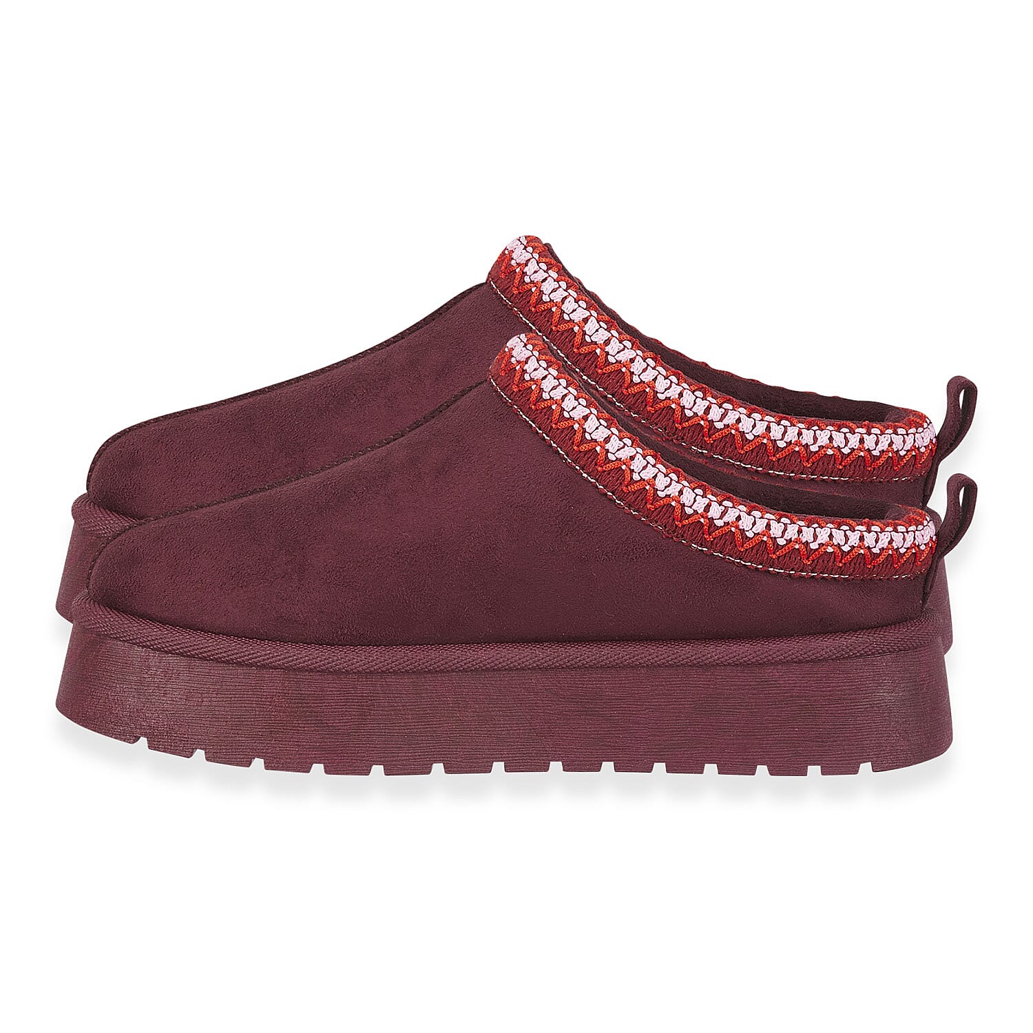 Pandora Platform Embroidered Trim Mule Slippers (Size 5) - Plum 8419324 1