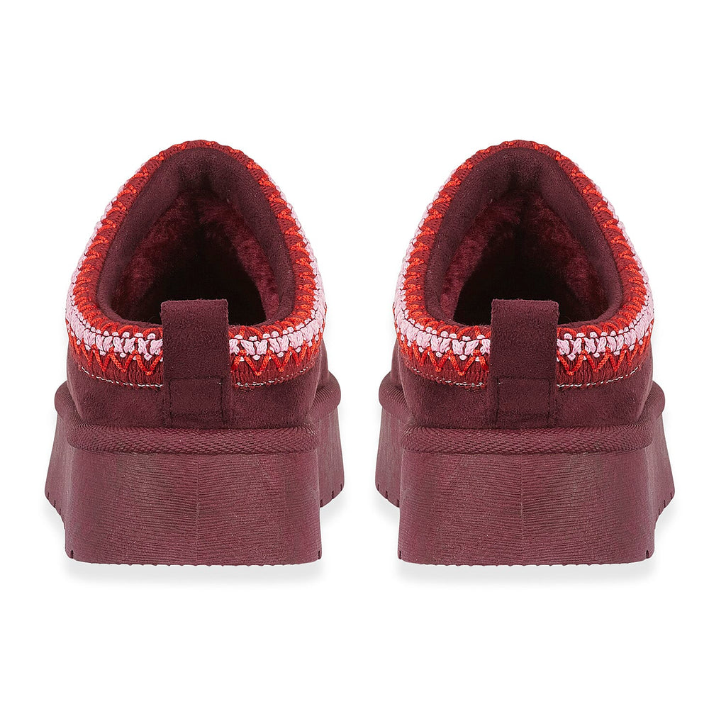 Pandora Platform Embroidered Trim Mule Slippers (Size 5) - Plum