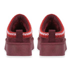 Pandora Platform Embroidered Trim Mule Slippers (Size 5) - Plum