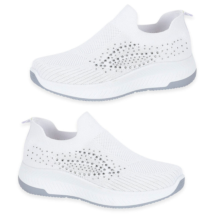 Negroni Ladies Lightweight Slip On Leisure Shoe With Decorative Diamantes (Size 5) - White 8419593 1
