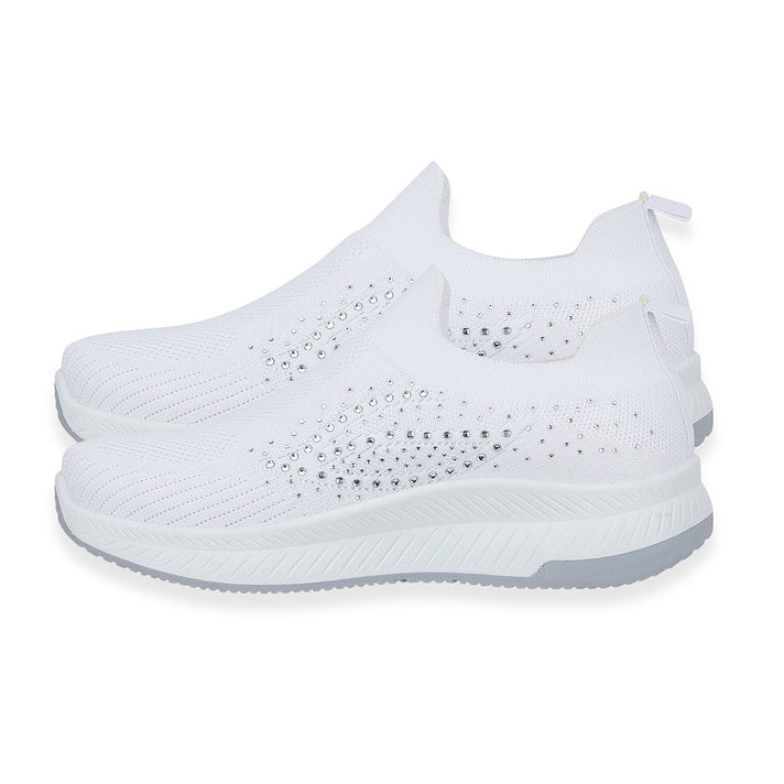 Negroni Ladies Lightweight Slip On Leisure Shoe With Decorative Diamantes (Size 5) - White 8419593 2
