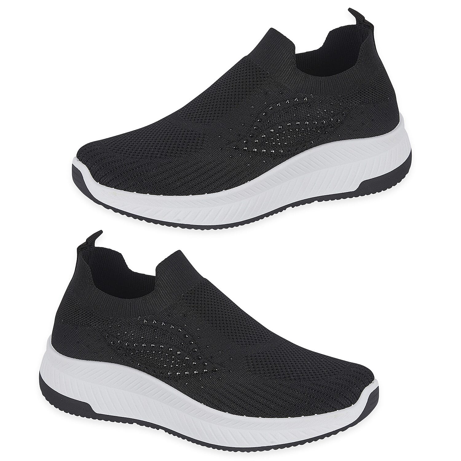 Negroni Ladies Lightweight Slip On Leisure Shoe With Decorative Diamantes (Size 6) - Black V32516803 0