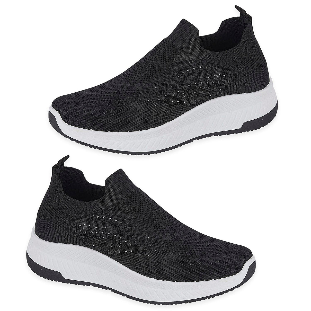 Negroni Ladies Lightweight Slip On Leisure Shoe With Decorative Diamantes (Size 7) - Black V32516437 0