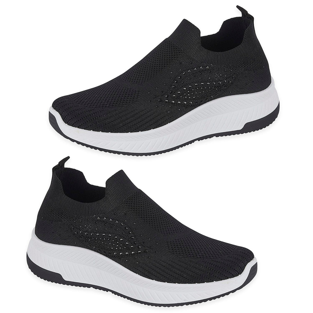 Negroni Ladies Lightweight Slip On Leisure Shoe With Decorative Diamantes (Size 7) - Black V32516437 0