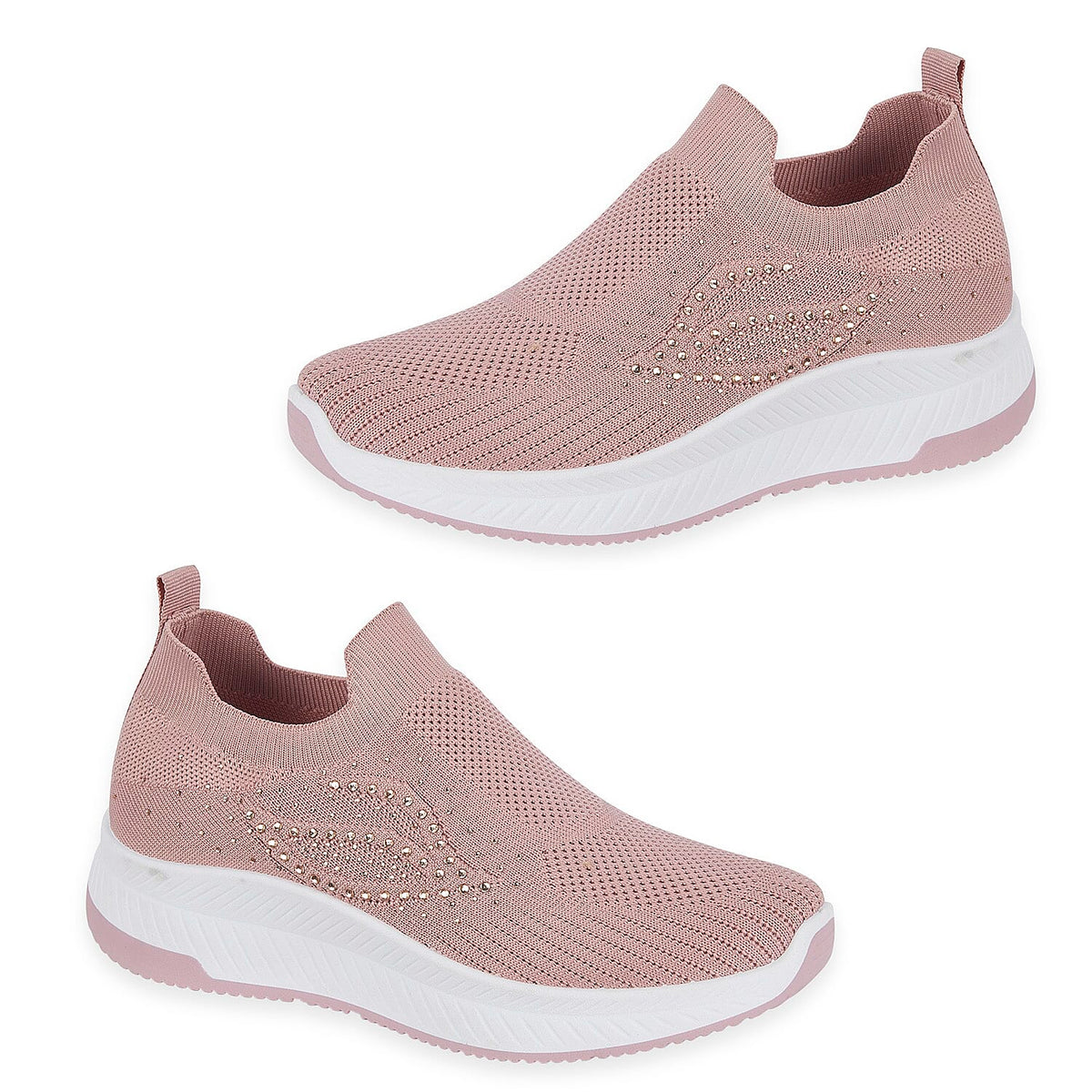 Negroni Ladies Lightweight Slip On Leisure Shoe With Decorative Diamantes (Size 7) - Pink V32515552 0
