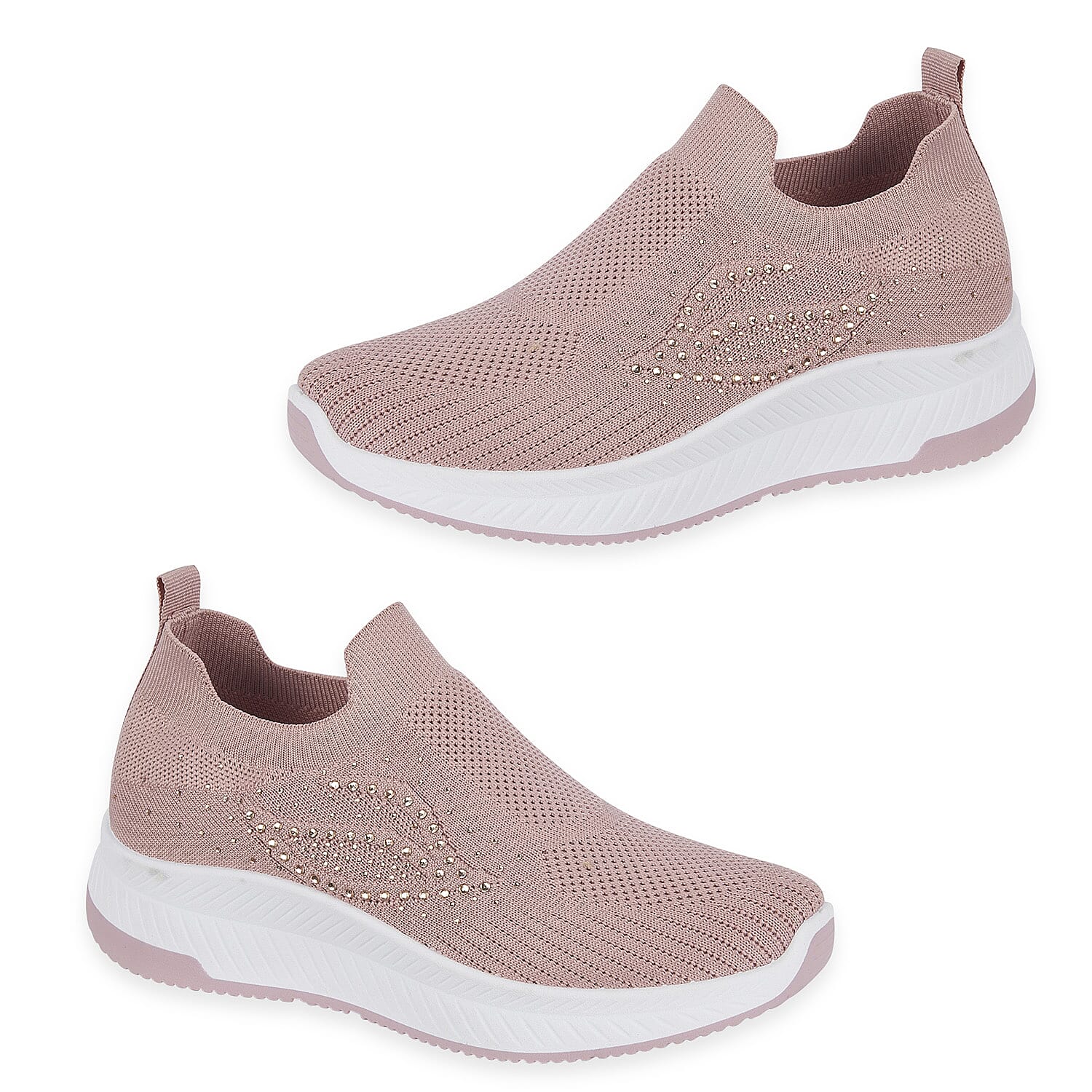 Negroni Ladies Lightweight Slip On Leisure Shoe With Decorative Diamantes (Size 7) - Pink V32515552 0