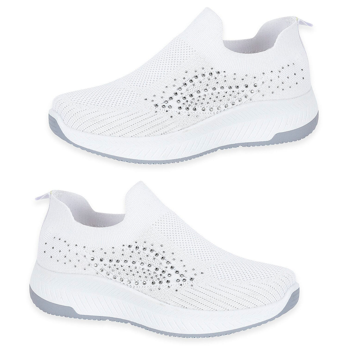Negroni Ladies Lightweight Slip On Leisure Shoe With Decorative Diamantes (Size 7) - White V32521102 0