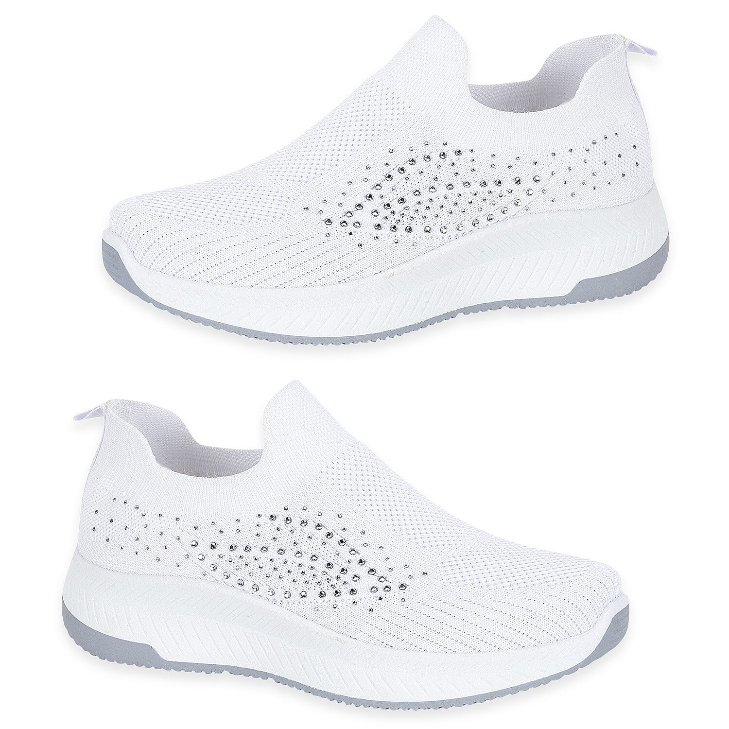 Negroni Ladies Lightweight Slip On Leisure Shoe With Decorative Diamantes (Size 7) - White V32521102 0