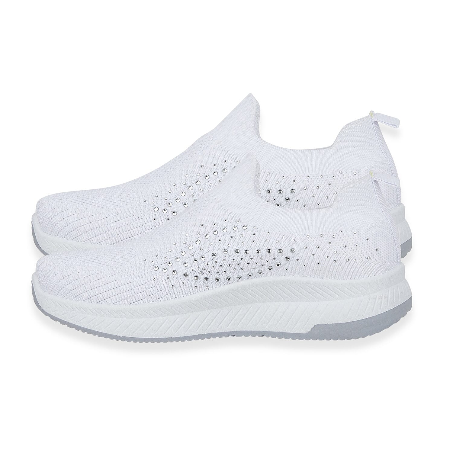 Negroni Ladies Lightweight Slip On Leisure Shoe With Decorative Diamantes (Size 7) - White V32521102 1