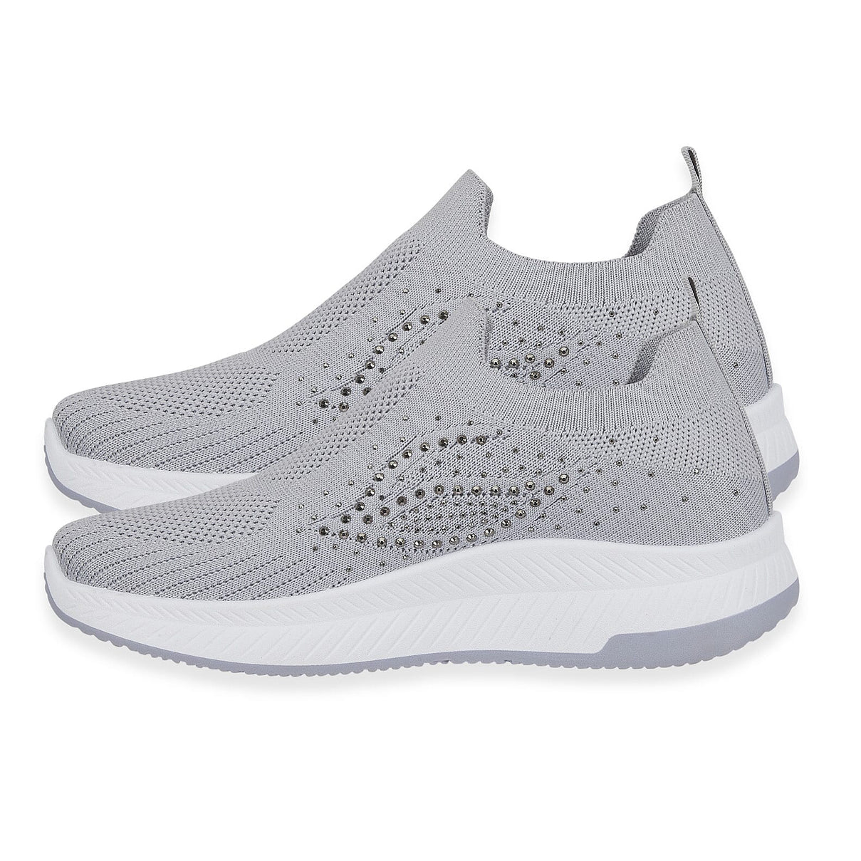 Negroni Ladies Lightweight Slip On Leisure Shoe With Decorative Diamantes (Size 8) - Grey V32492315 1