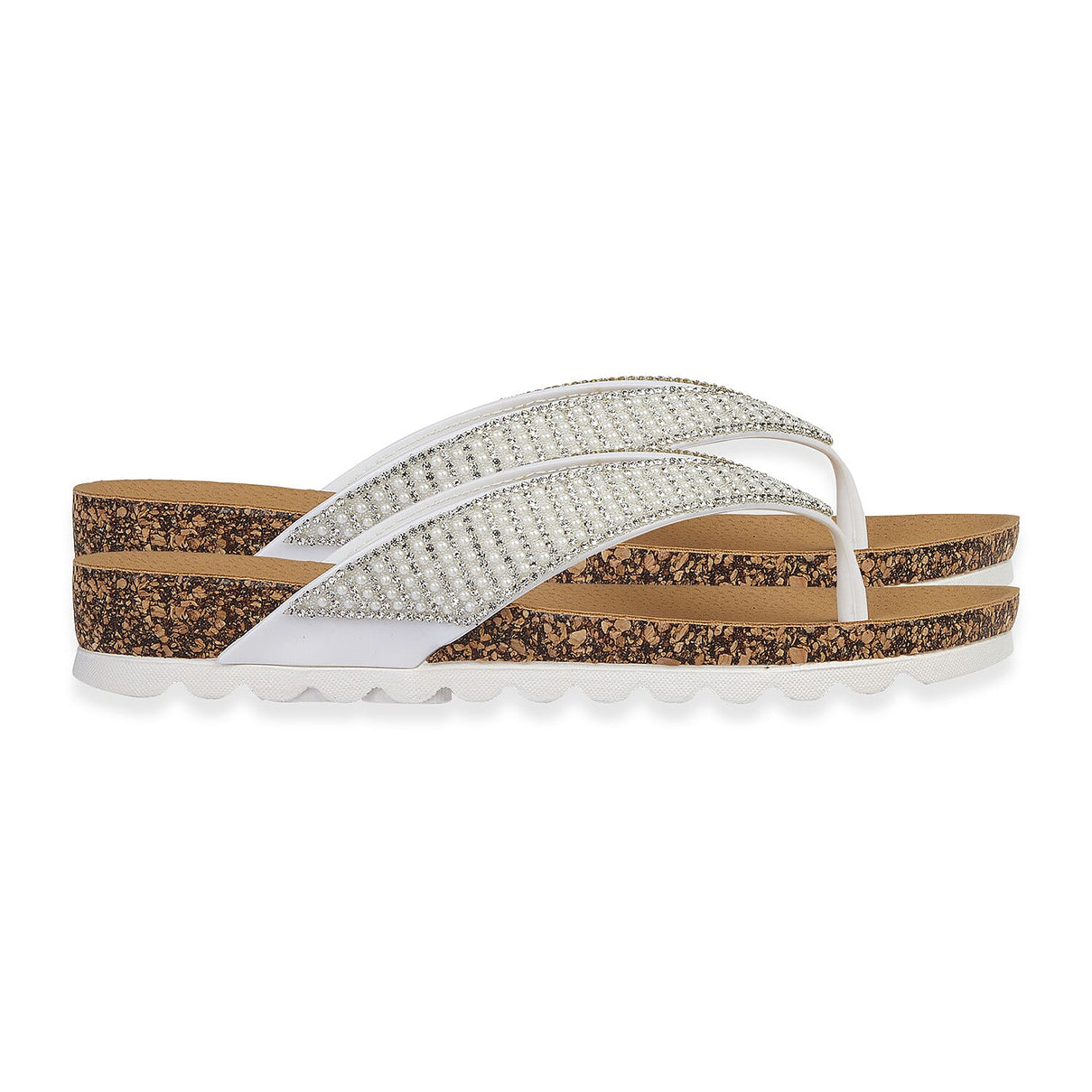 Sunset Comfortable Flip-Flop Sandals with Rhinestone Strap 8166433 1