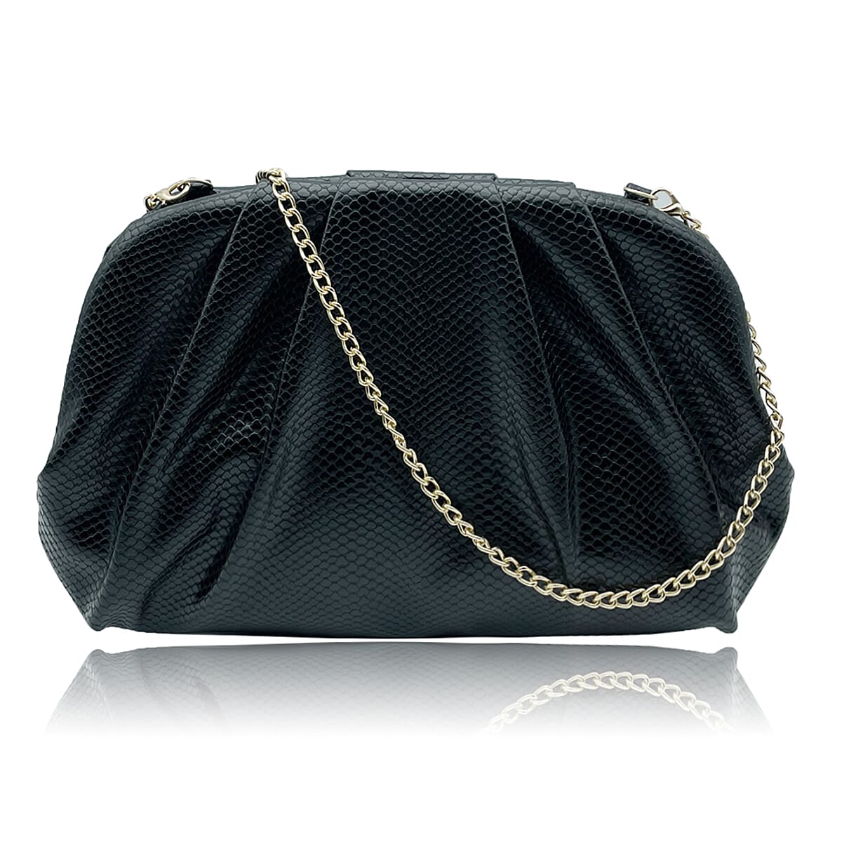 Soft Cloud Pouch Clutch Bag with Shoulder Chain Strap (115 Cm) - Black 8359807 0