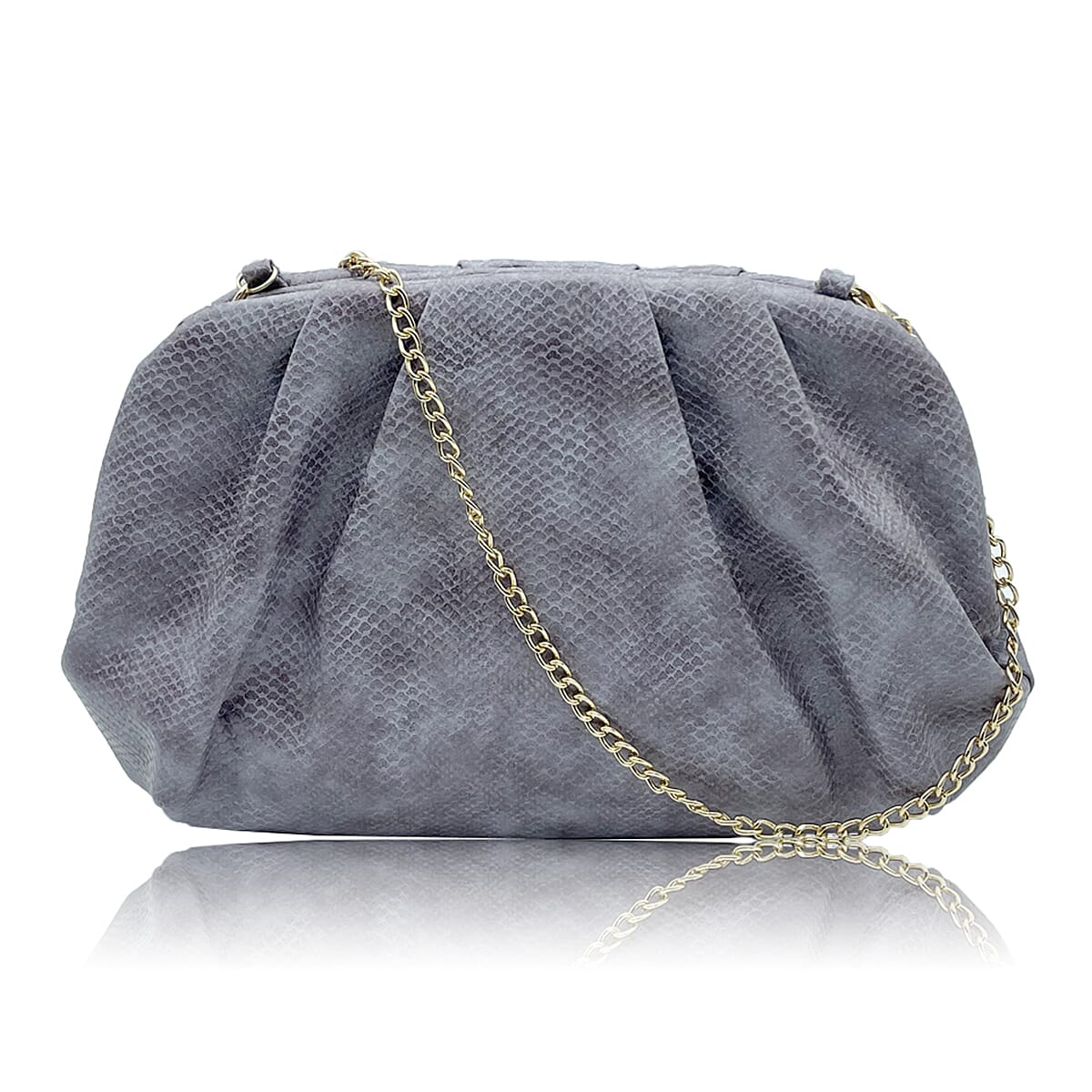 Soft Cloud Pouch Clutch Bag with Shoulder Chain Strap (115 Cm) - Mauve V32514467 0