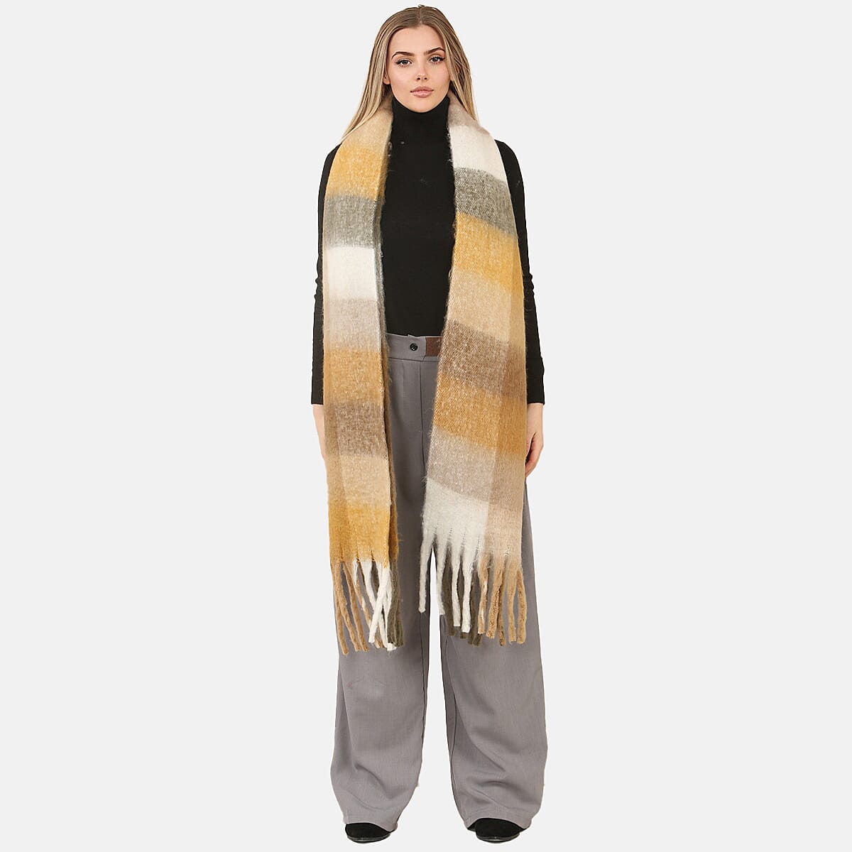 BRAND NEW LAUNCH - Heat Machine Checkered Scarf - Yellow &amp; White V32368128 0