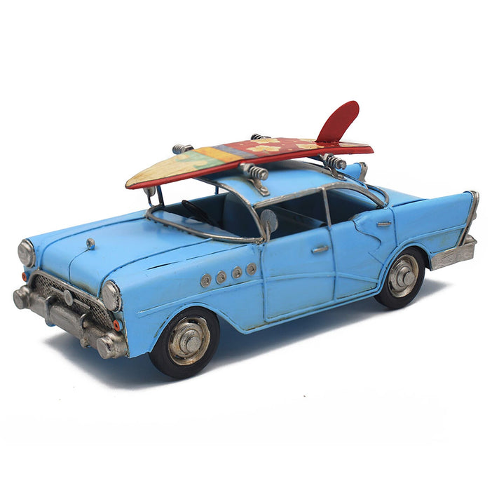 Vintage 1950s Sedan Car Model with Surfboard Detail - Blue 8447482 1