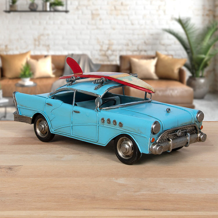 Vintage 1950s Sedan Car Model with Surfboard Detail - Blue 8447482 2