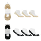Exquisite Elegance Set of 6 - Non-Slip Silicone Gripper Lace Footies Sock (Size 4-8) - 3 Black & 3 Nude