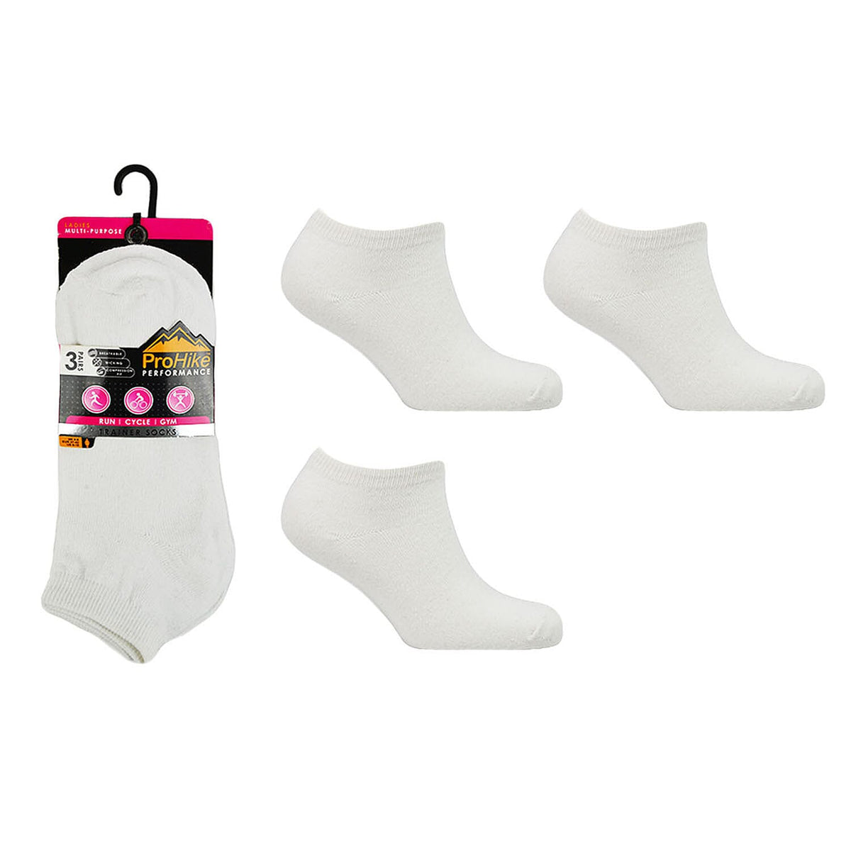 Ladies 6-Pack Ankle Liner Trainer Socks (UK 4-8) - Black &amp; White 8447772 1