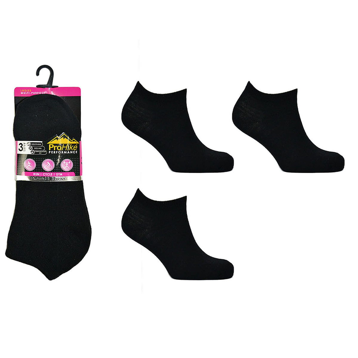 Ladies 6-Pack Ankle Liner Trainer Socks (UK 4-8) - Black &amp; White 8447772 2