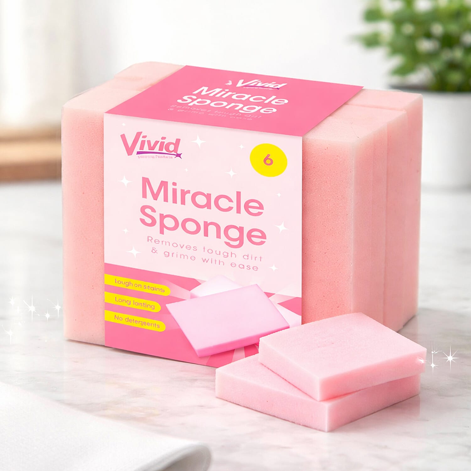 Pack Of 6 Miracle Sponge - Pink 8529400 0