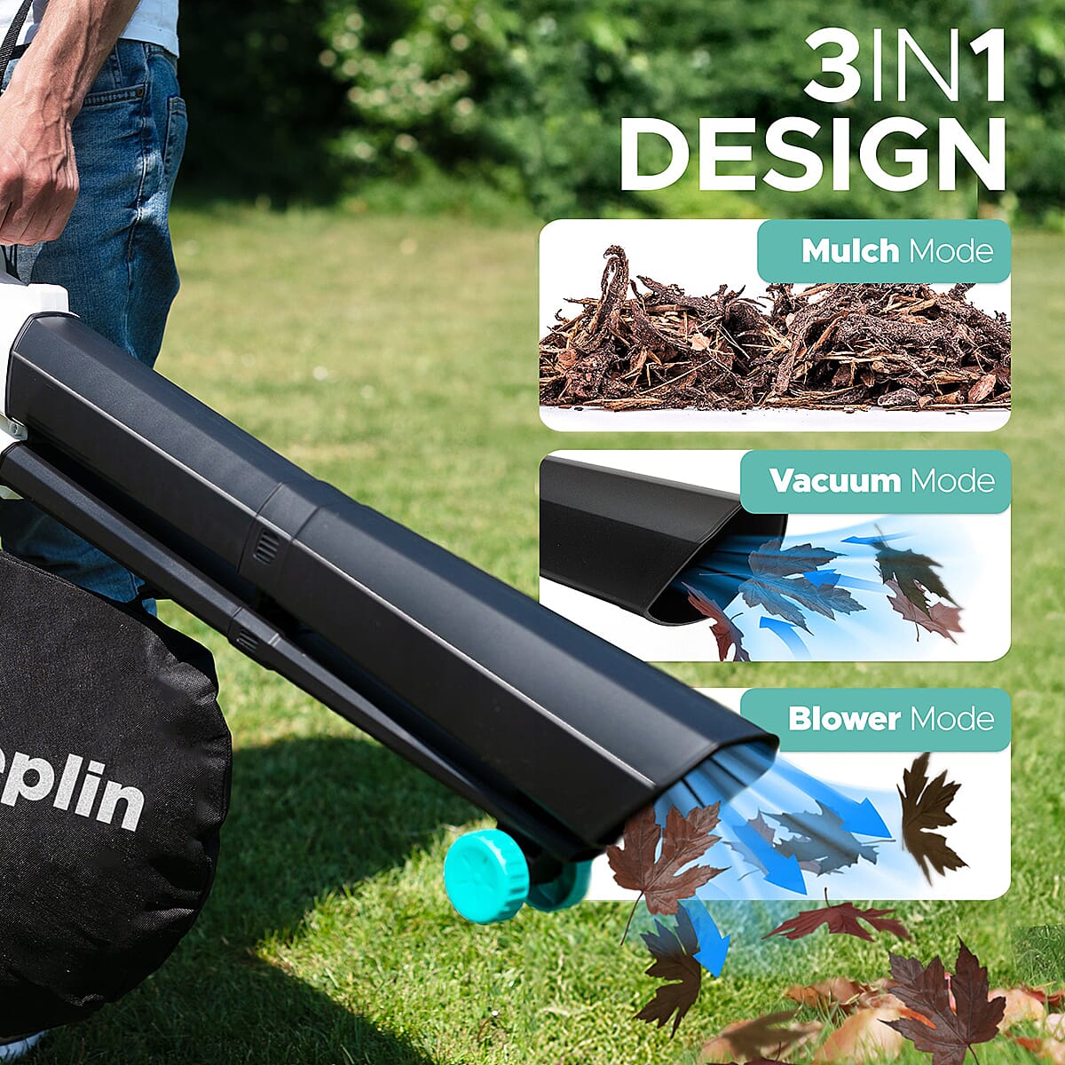 KEPLIN 3-in-1 Garden Blower, Vacuum and Mulcher - 12M Cable 3300w 8367724 2