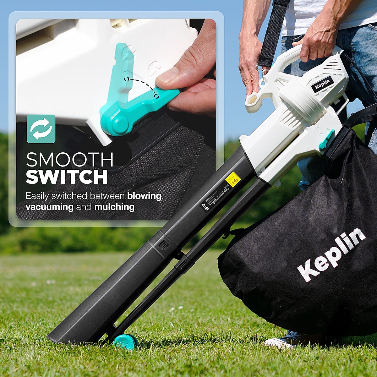 KEPLIN 3-in-1 Garden Blower, Vacuum and Mulcher - 12M Cable 3300w 8367724 3