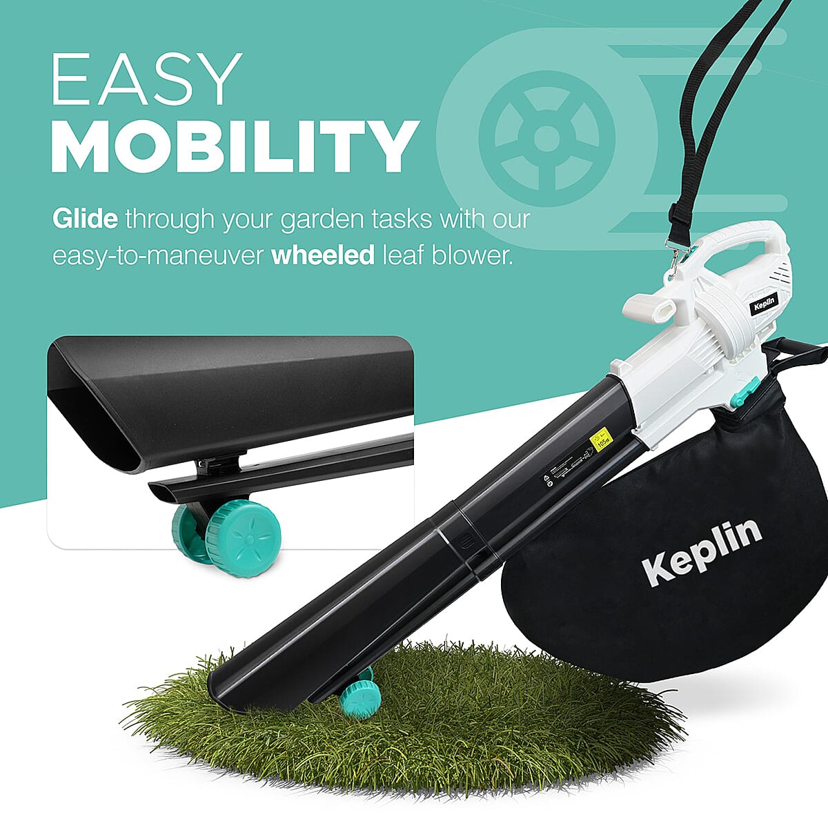 KEPLIN 3-in-1 Garden Blower, Vacuum and Mulcher - 12M Cable 3300w 8367724 4