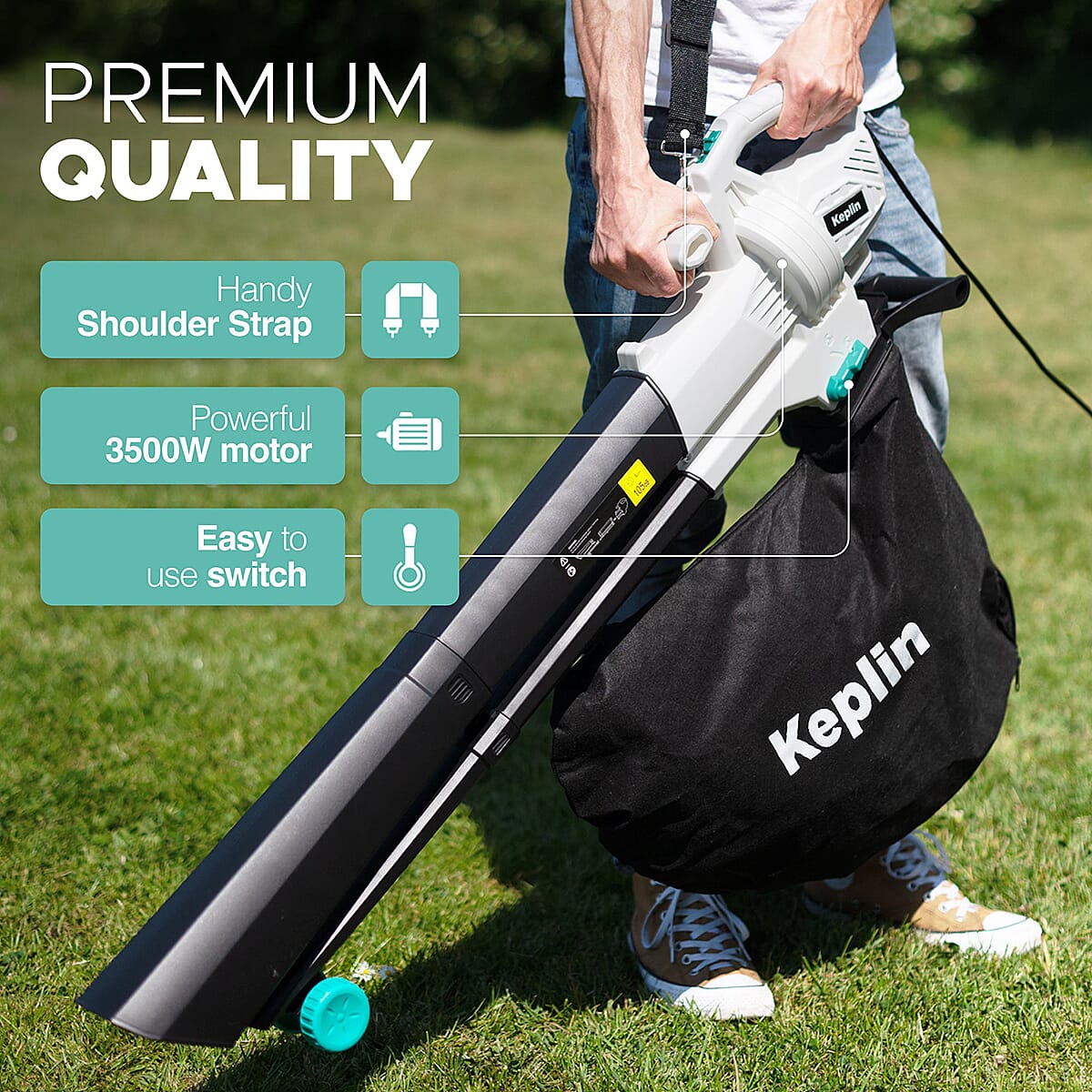 KEPLIN 3-in-1 Garden Blower, Vacuum and Mulcher - 12M Cable 3300w 8367724 5