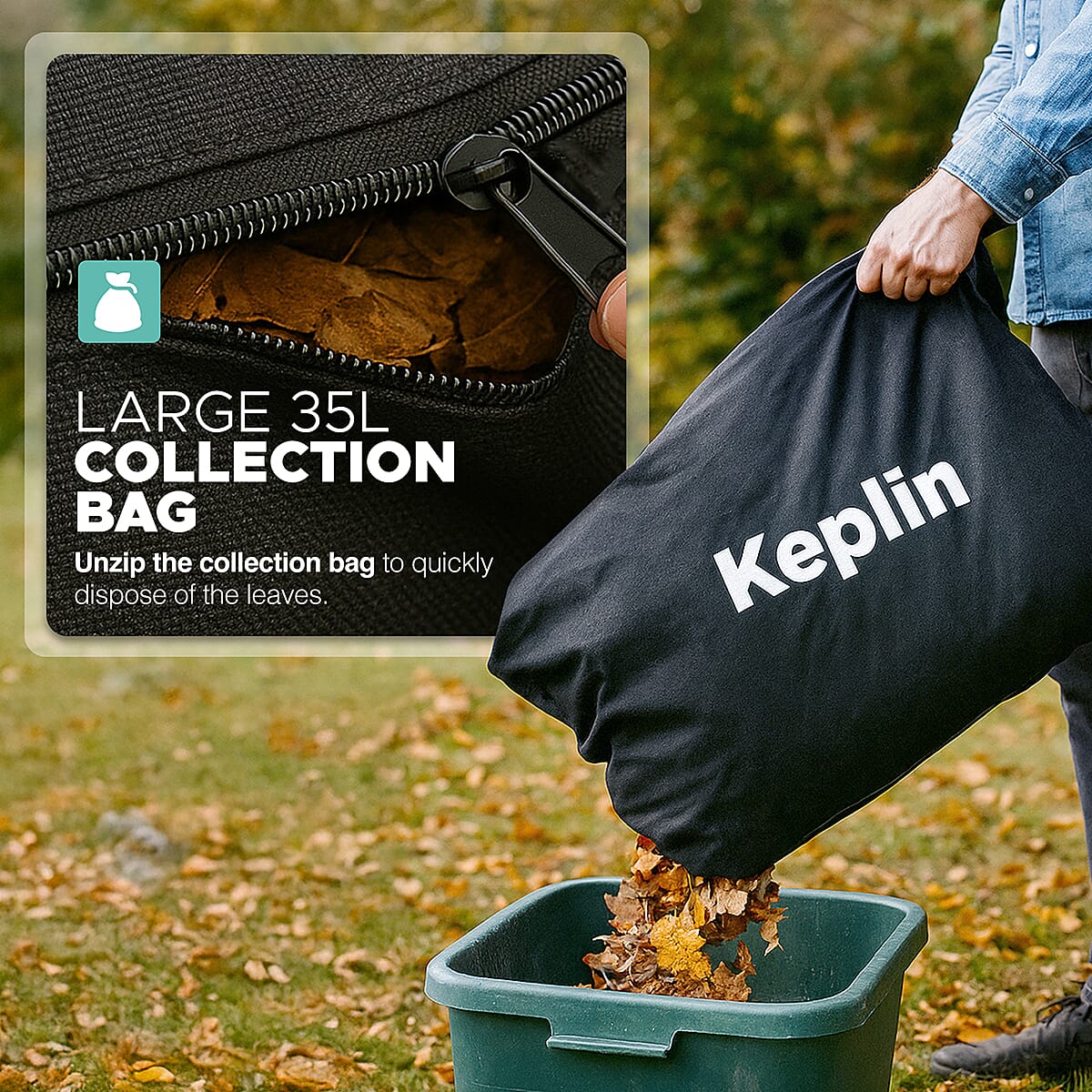 KEPLIN 3-in-1 Garden Blower, Vacuum and Mulcher - 12M Cable 3300w 8367724 6