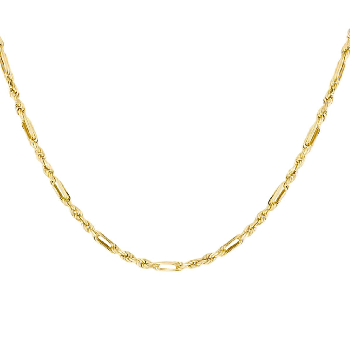 TJC Vegas Closeout - 9K Yellow Gold Diamond Cut Figaro Rope Necklace (Size - 20) 7854296 1