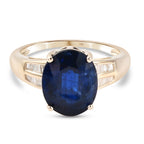 9K Yellow Gold Kashmir Kyanite and Diamond Ring 4.80 Ct.