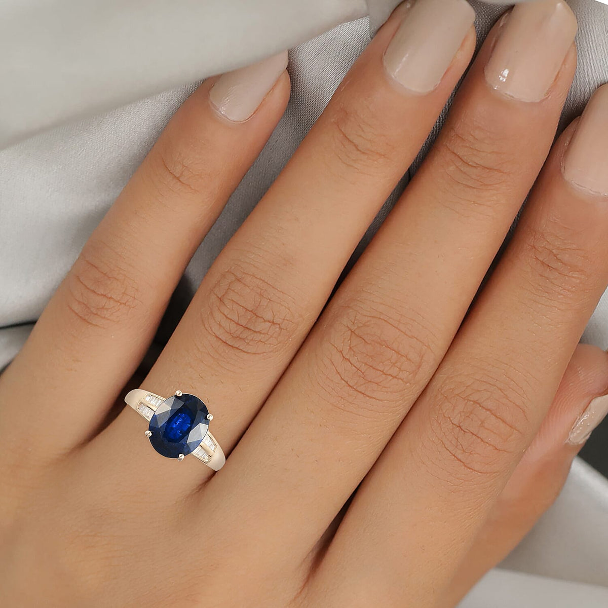 TLV - 9K Yellow Gold Kashmir Kyanite and Diamond Ring 4.80 Ct, Gold Wt 2.27 Gms. 7303110 3