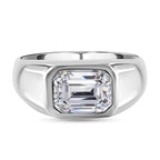 Moissanite Solitaire Signet Ring in Rhodium Overlay Sterling Silver 1.60 Ct.