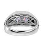Moissanite Solitaire Signet Ring in Rhodium Overlay Sterling Silver 1.60 Ct.