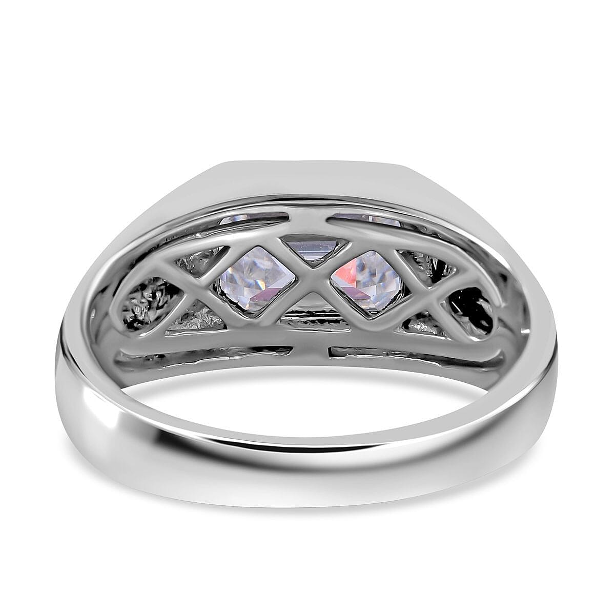 Moissanite Solitaire Signet Ring in Rhodium Overlay Sterling Silver 1.60 Ct. 7256074 9