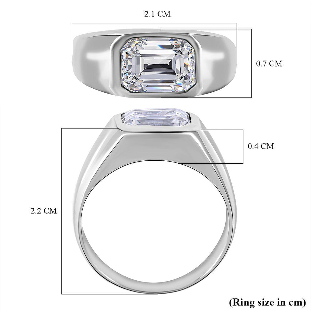 Moissanite Solitaire Signet Ring in Rhodium Overlay Sterling Silver 1.60 Ct.