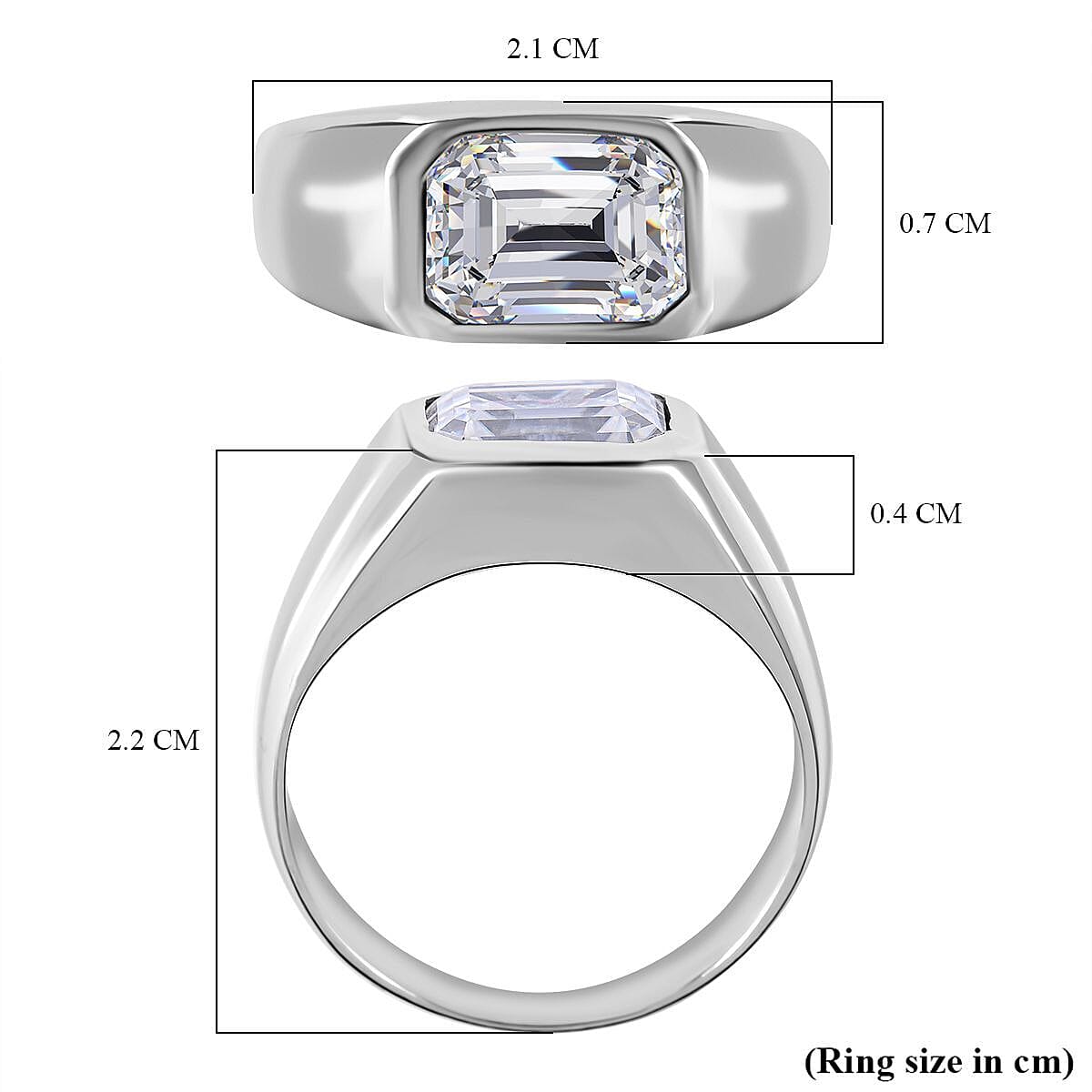 Moissanite Solitaire Signet Ring in Rhodium Overlay Sterling Silver 1.60 Ct. 7256074 11